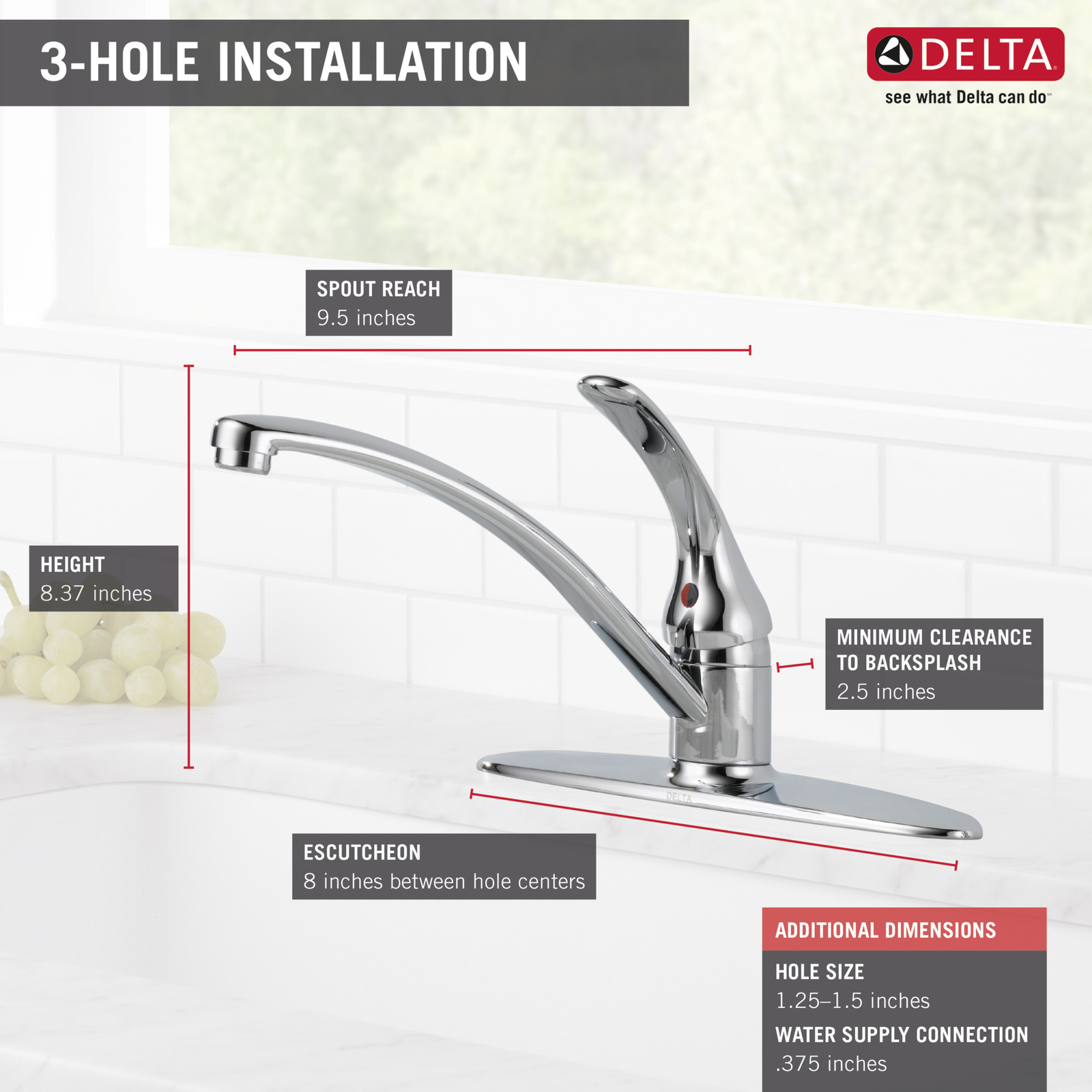 Delta Foundations 1-Handle Kitchen Faucet Chrome-Certified Refurbished gallery