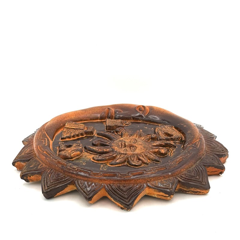 Sun And Moon Celestial Ceramic Wall Decor Hanging Plaque Heavy Thick 12 InchRead gallery