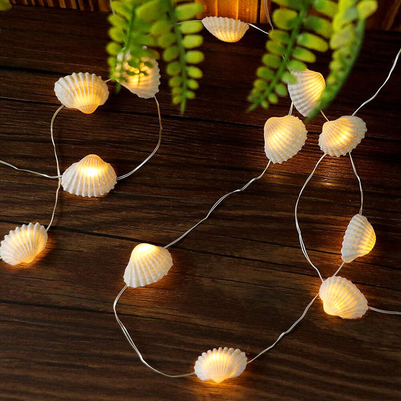 Natural Seashell String Lights 13.2Ft 40 LED 8 Modes Warm White Weatherproof ... gallery