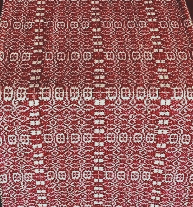 NEW Primitive DEEP RED Medium TAN TABLE SQUARE WENTWORTH 34" TOPPER Farmhouse gallery