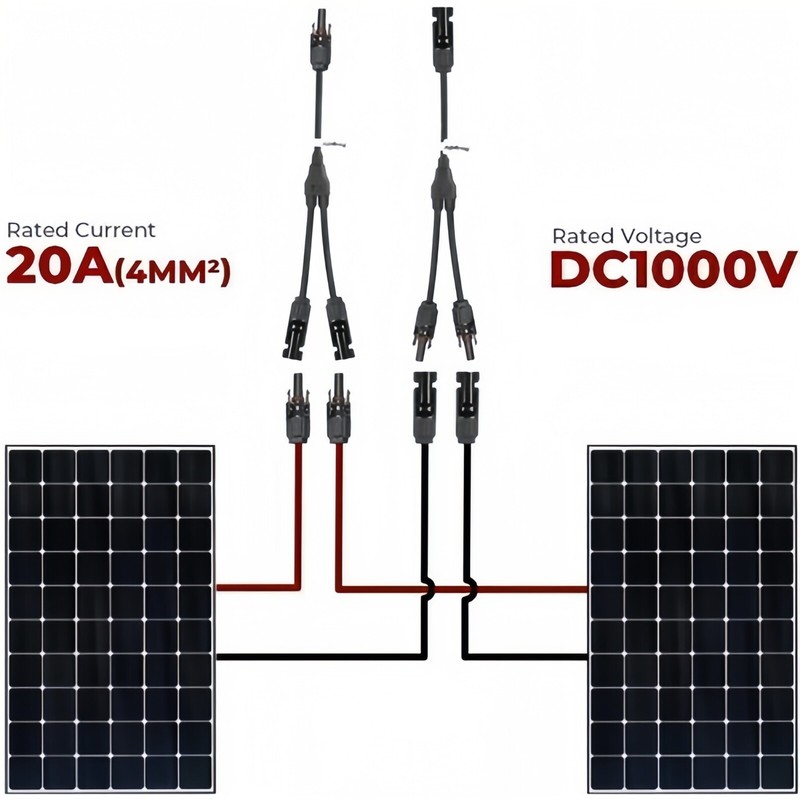 1Pair Solar Cable Splitter Waterproof 2Y/ 4Y Branch Solar Panel Cable Connector gallery
