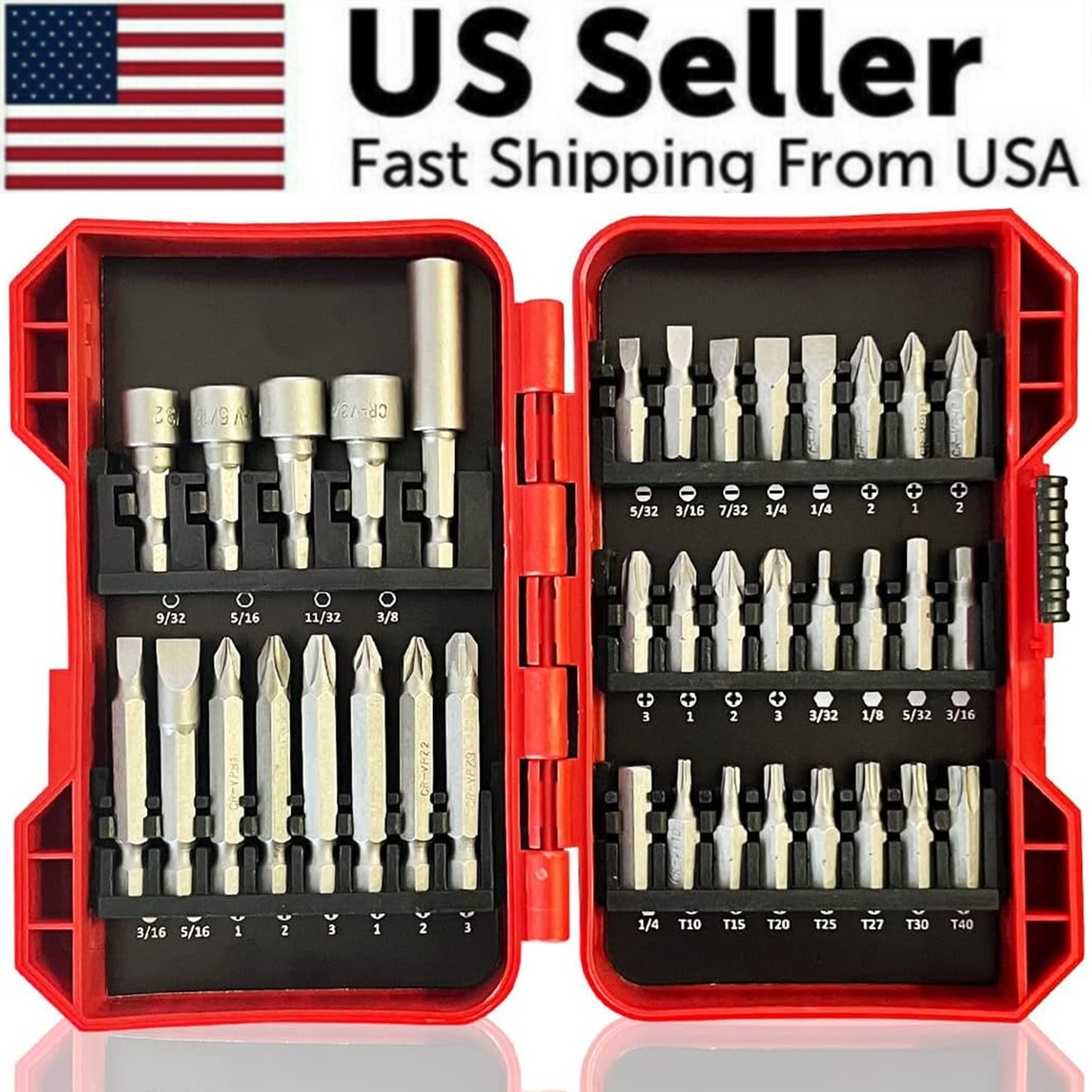 37 Piece Impact Screwdriver Bit Set Nut Driver Torx Phillips Tool Magnetic Drill gallery
