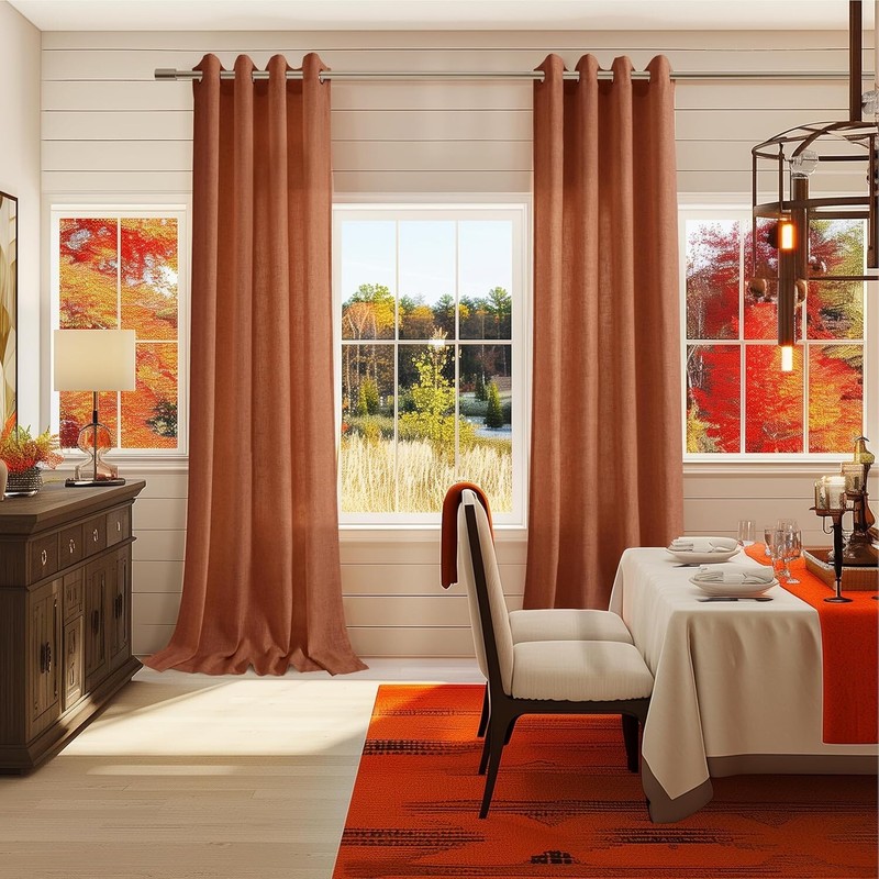 Versatile Light Filtering Terracotta Curtains 84-Inch - 2 Panels for All Rooms gallery