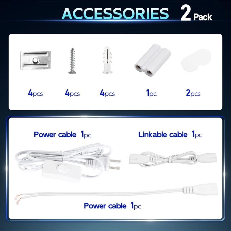 2 Pack LED Shop Light 4FT T5 Integrated Single Fixture 22W 2200lm 6500K Supe gallery