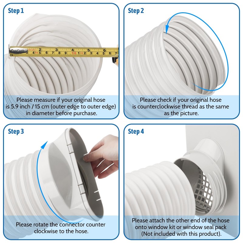 Portable Air Conditioner Hose 5.9'' Diameter AC Vent Hose with Anti-clockwise... gallery