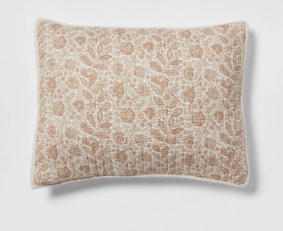 Threshold Printed Cotton Voile Standard Pillow Sham Camel White New gallery