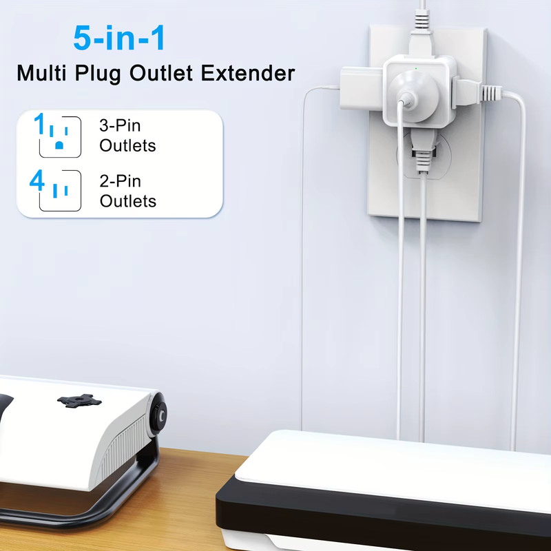 5 Way Multi Plug Outlet Extender, Wall Outlet Expander, Small Electrical Outlet gallery