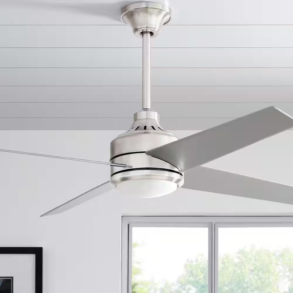 Mercer 52 In. Integrated LED Indoor Brushed Nickel Ceiling Fan with Light Kit an gallery