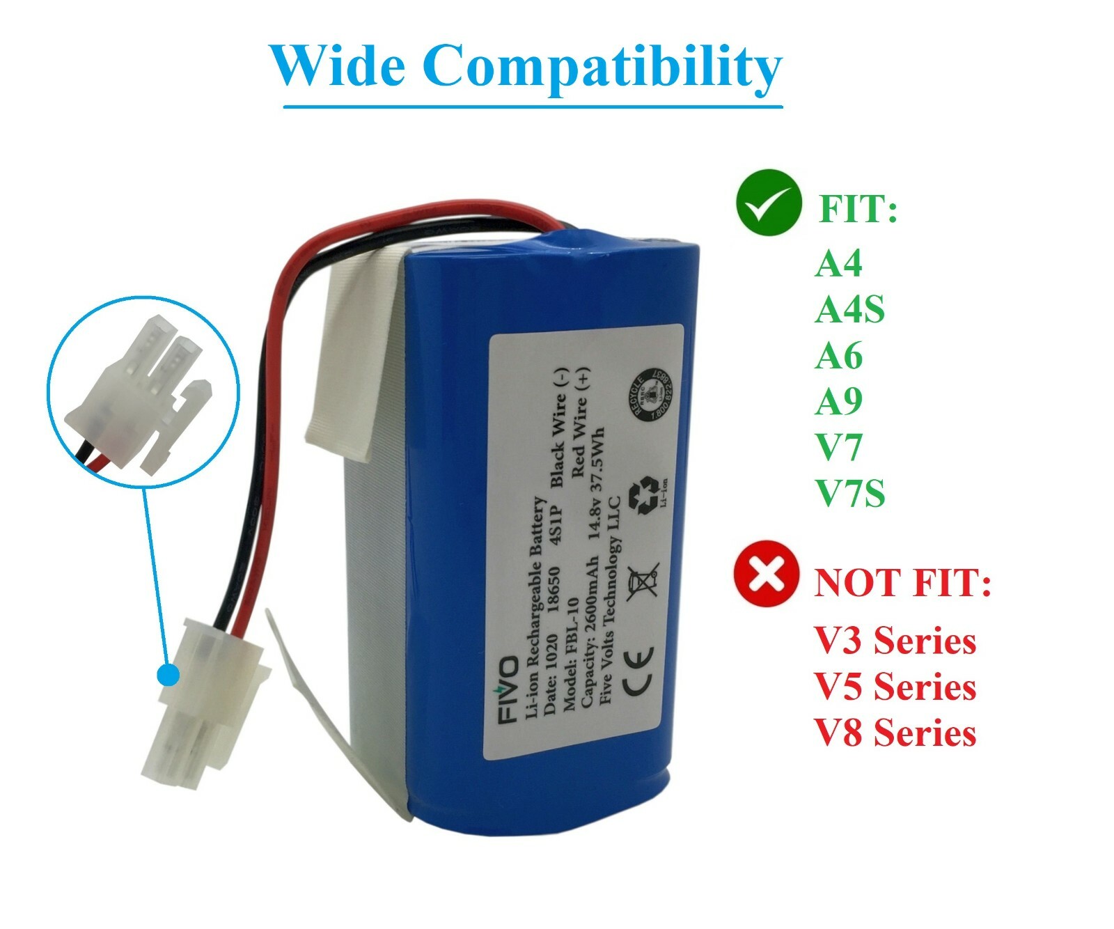 Replacement Battery for ILIFE A4, A4S, A6, V7, V7S, A9, A10 Robot Vacuum Cleaner gallery