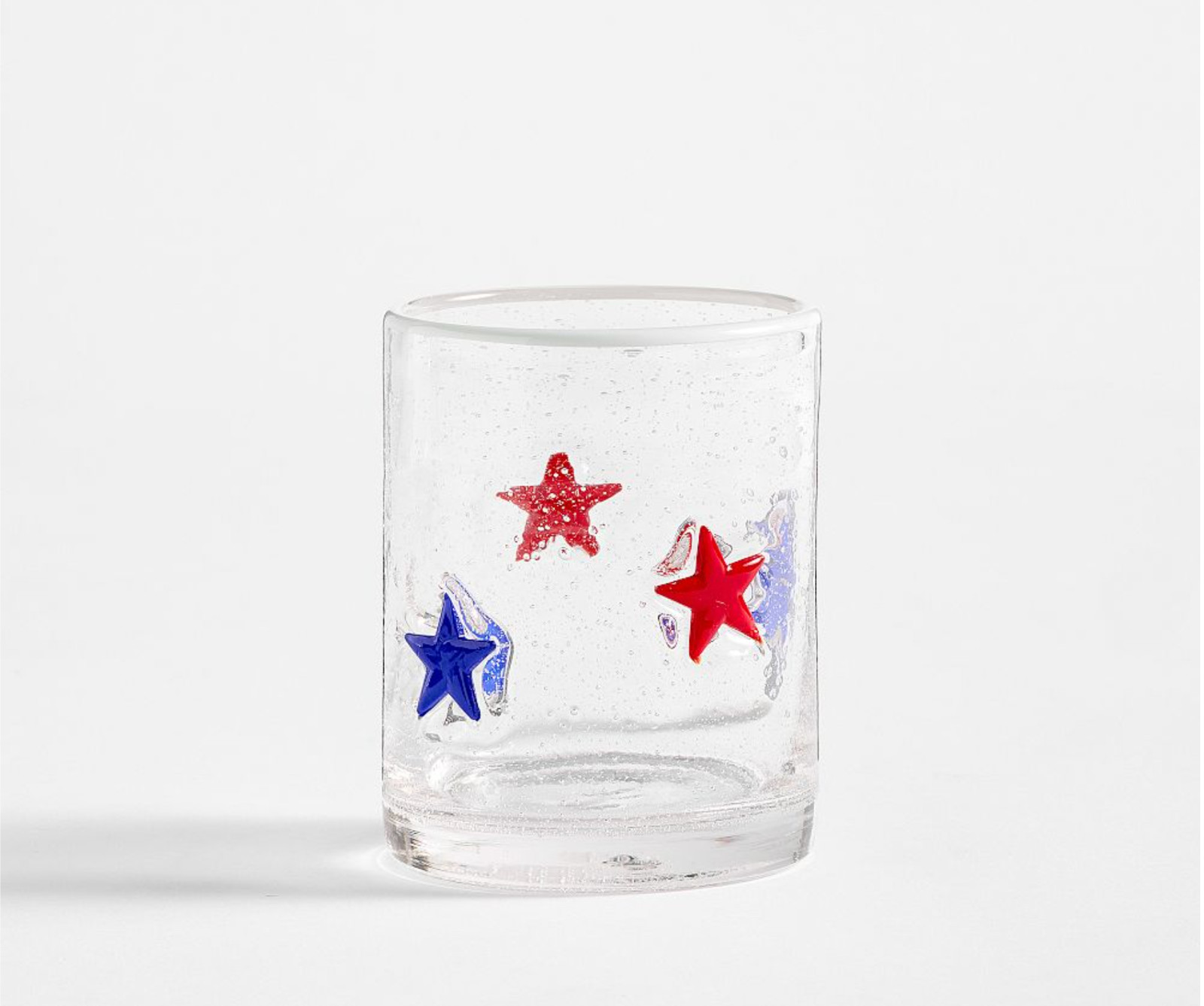 4th July Independence Glass Set 4pc Red Blue Clear Bubbled Cups 17oz USA Patriot gallery