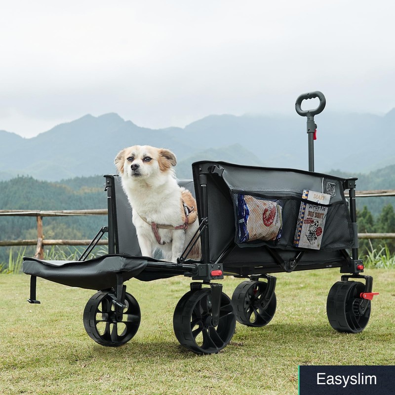 Folding Wagon 47" Collapsible Utility 300 lbs Gray All-Terrain Wheels gallery
