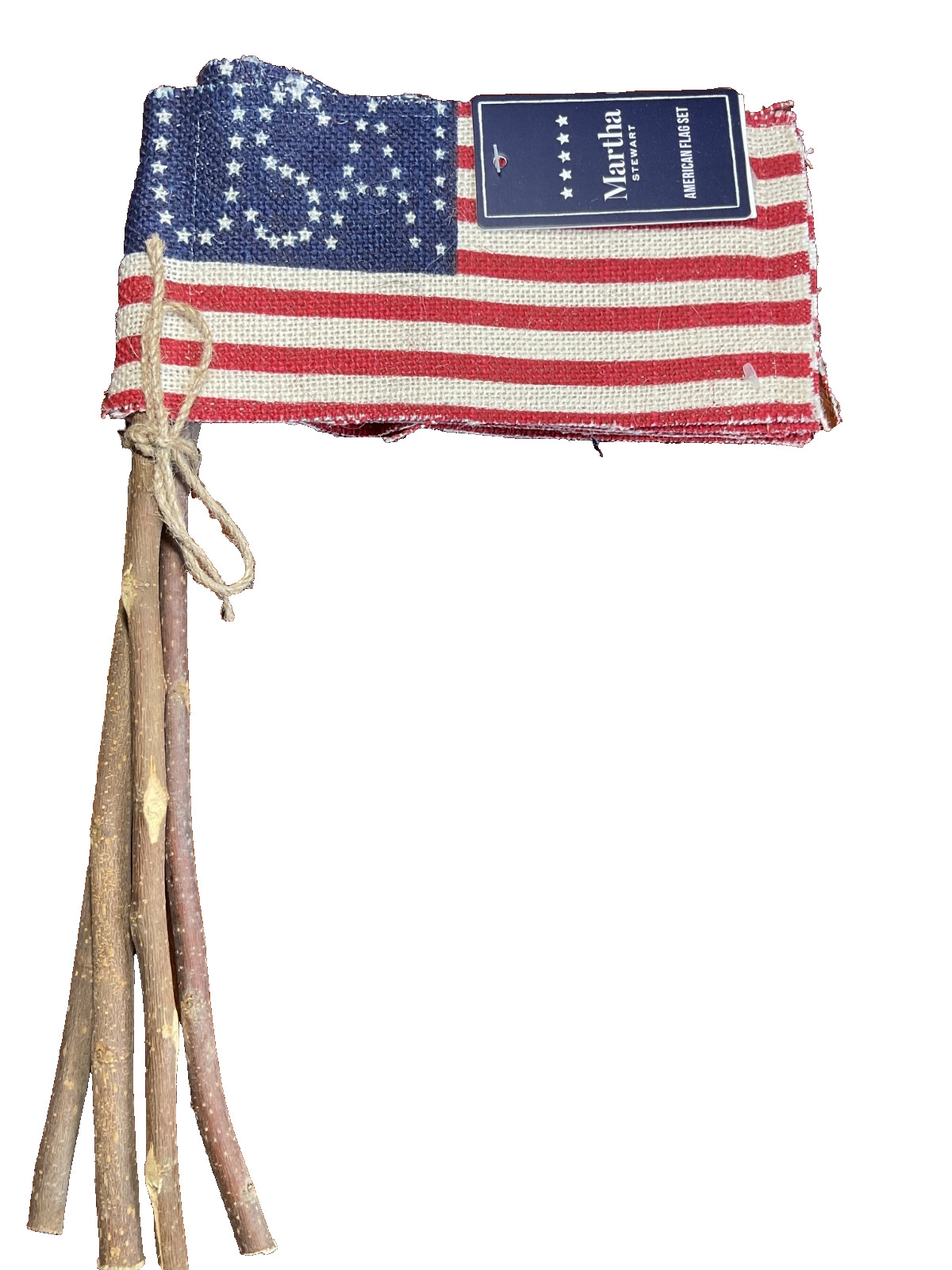 Martha Stewart Patriotic Rustic AMERICAN FLAGS (4)USA 4th of July NWT gallery