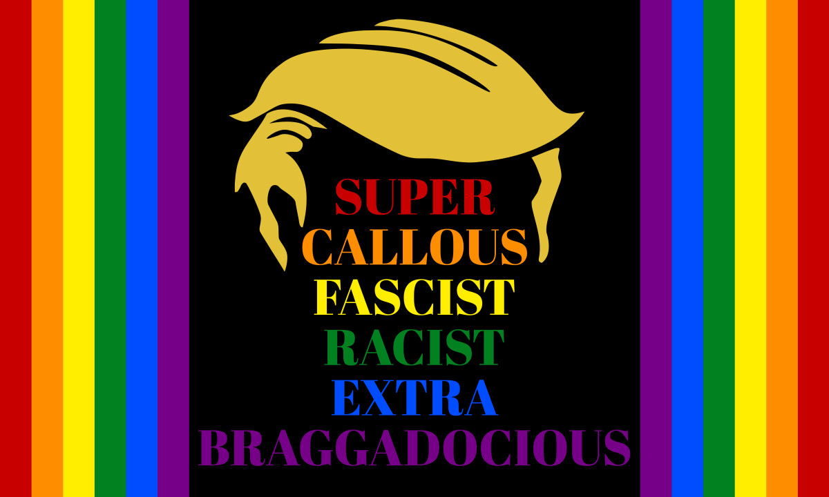 Anti Trump Super Callous Fascist Racist Extra Braggadocious Rainbow Black Flag gallery