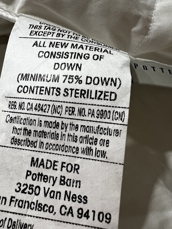 Pottery Barn Supreme 650FP White Down Duvet Insert King/Cal. King Midweight gallery