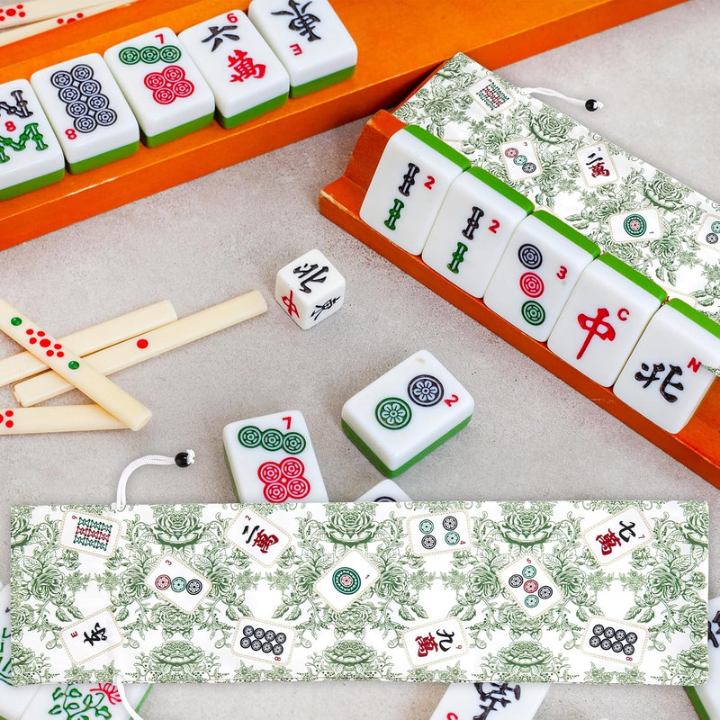 2 Pcs Drawstring Mahjong Bags Protective Sleeve Printed Tile Bag 26 Inches Ma... gallery