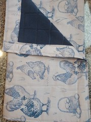 Dish Drying Mat Fabric Fast Drying Navy Blue Chickens 15 x 25 in Handmade