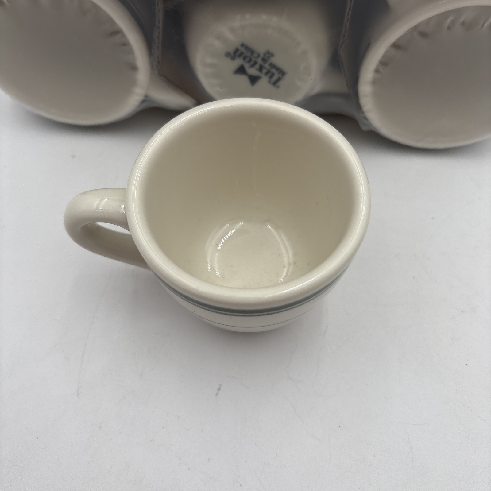 Tuxton Restaurant Ware Expresso Cups Green Ivory 22 New 6 Piece Set gallery