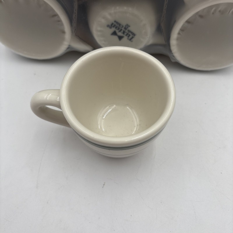 Tuxton Restaurant Ware Expresso Cups Green Ivory 22 New 6 Piece Set gallery