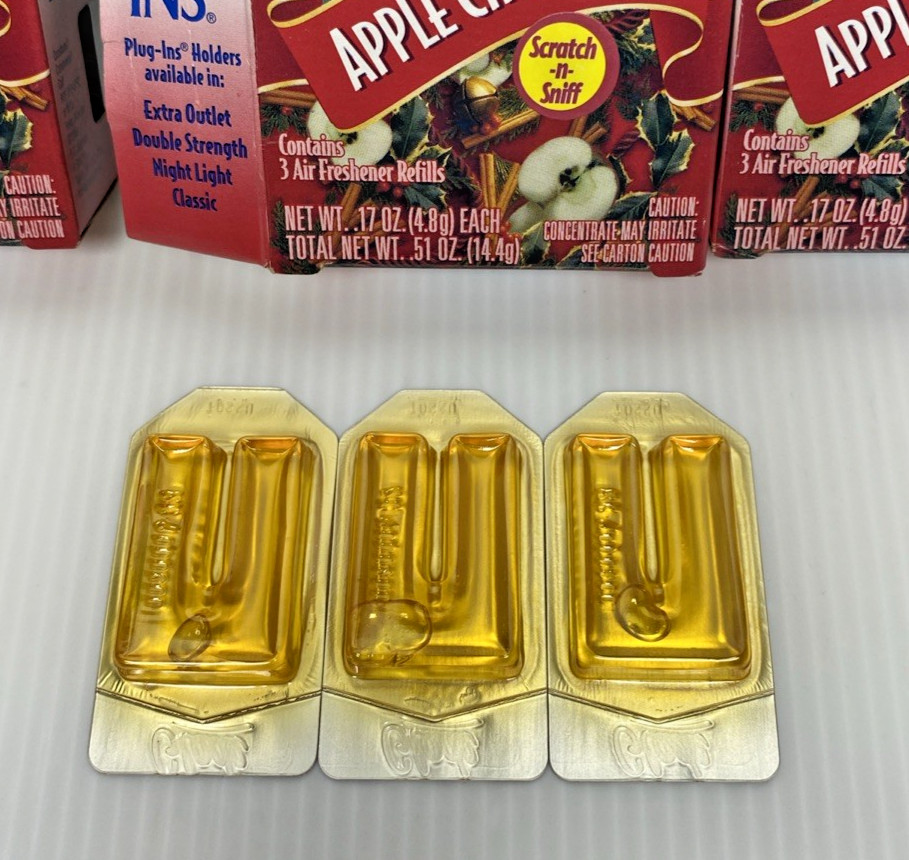 Vtg Glade PlugIns Scented Gel Refills APPLE CINNAMON 3 Refills Lot of 3 Boxes gallery