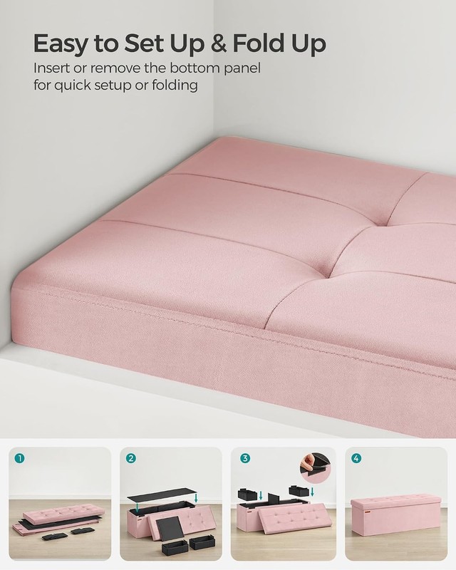 Storage Ottoman Bench Foldable Footrest 15x43x15in End of Bed Chest Load 660lb gallery
