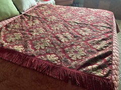 Luxury Damask Elegant Baroque Throw Sofa Chair Table Cover w/Twisted Fringe