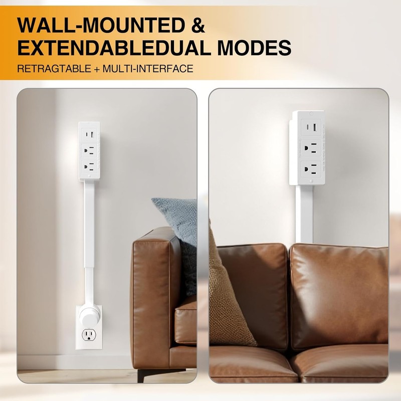 TROND 360° Rotating Outlet Extender with 20W USB-C & 3 AC Ports gallery
