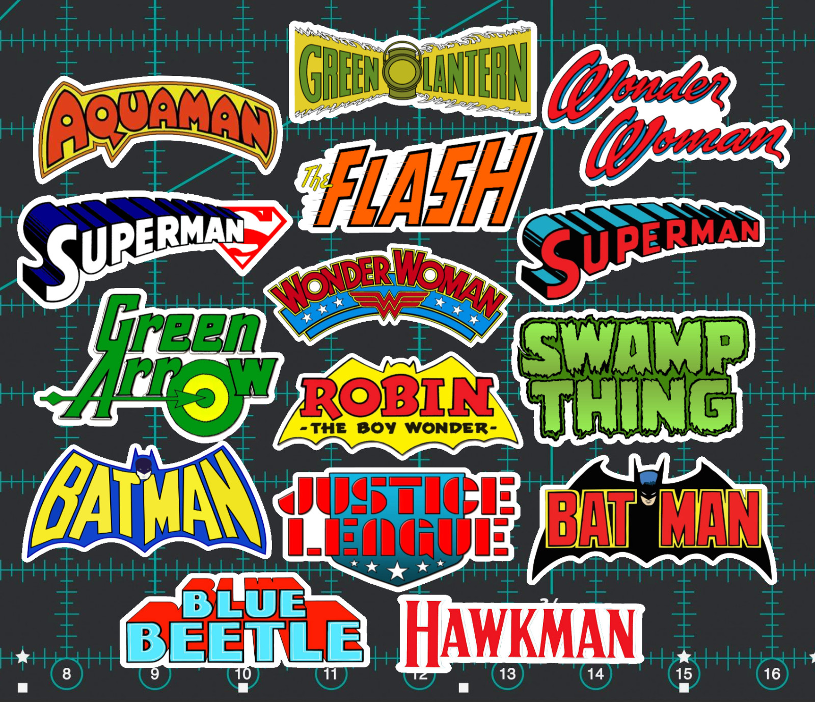 15 Classic DC Comic Logo Stickers -Clear, Holographic, or White-Batman Superman gallery