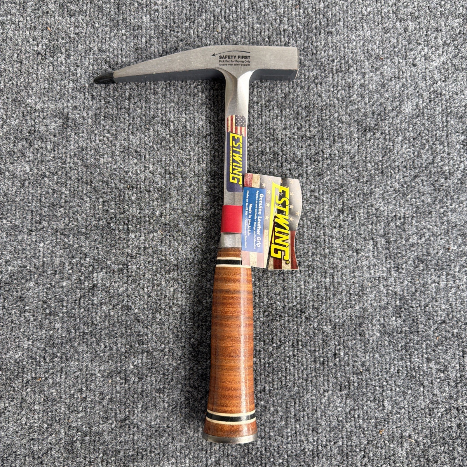 Estwing E13P Lightweight Rock Pick, Smooth Face, Genuine Leather Grip, USA Made gallery