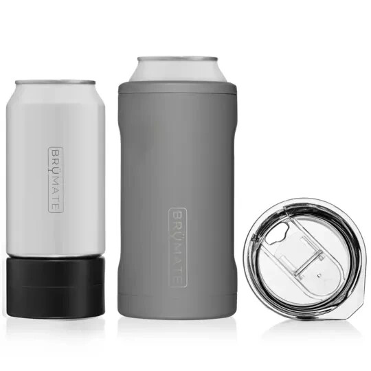 NEW Brumate Hopsulator Trio 3 in 1 Matte Gray Can insulator 16 - 12 oz w/ slider gallery