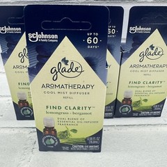 4 Pack Glade Aromatherapy Cool Mist Diffuser Refill Clarity Lemongrass Bergamot