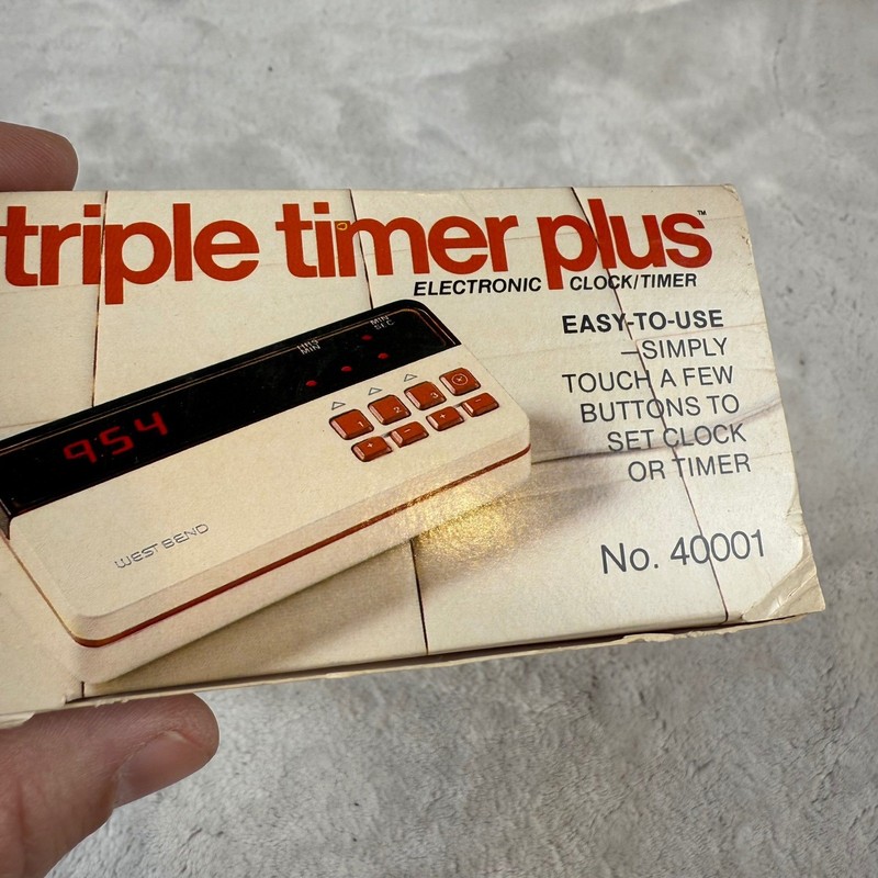 West Bend Triple Timer Plus Vintage 1980 Electronic Clock Timer No 40001 Cream gallery