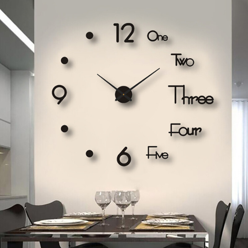 3D Large Wall Clock Mirror Surface Modern DIY Sticker Office Home Shop Art Decor gallery
