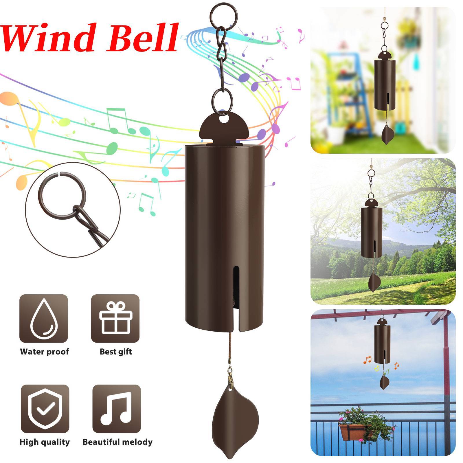 Large Deep Resonance Serenity Bell Heroic Wind Chime Outdoor Home Decor Windbell gallery