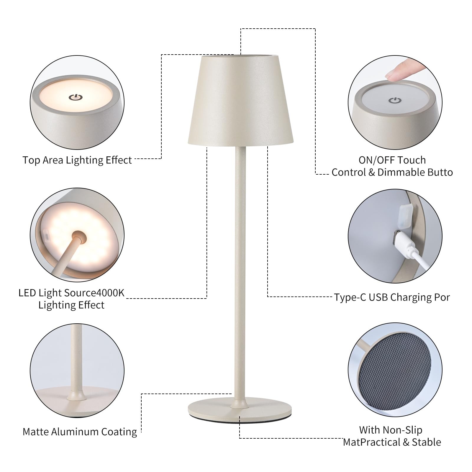 Cordless Table Lamps 4600mAh Battery USB Rechargeable - Touch Control gallery