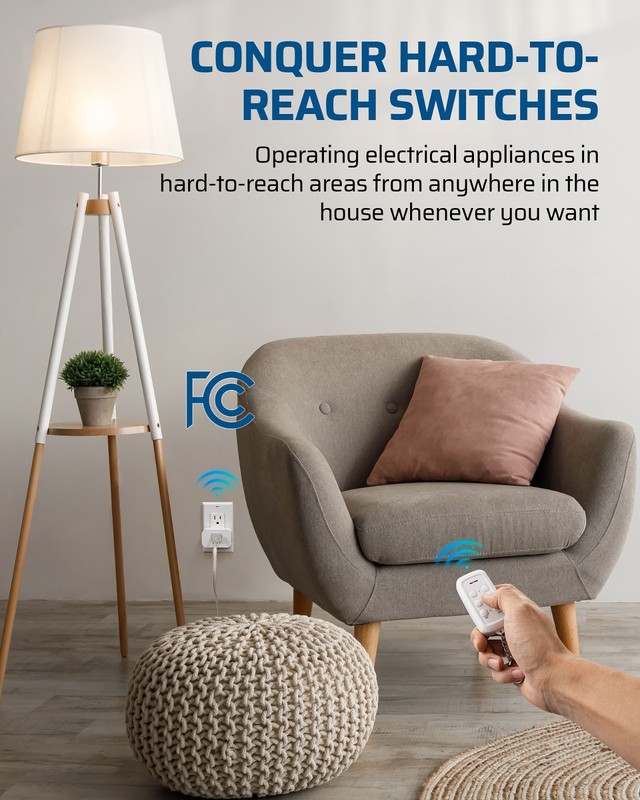 DEWENWILS Wireless Light Switch for Lamps & Fans 3 Outlets 100ft No Bending gallery