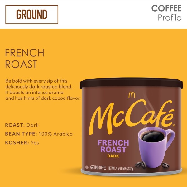 McCafe French Roast, Ground Coffee, Dark Roast, 29oz. Canned gallery