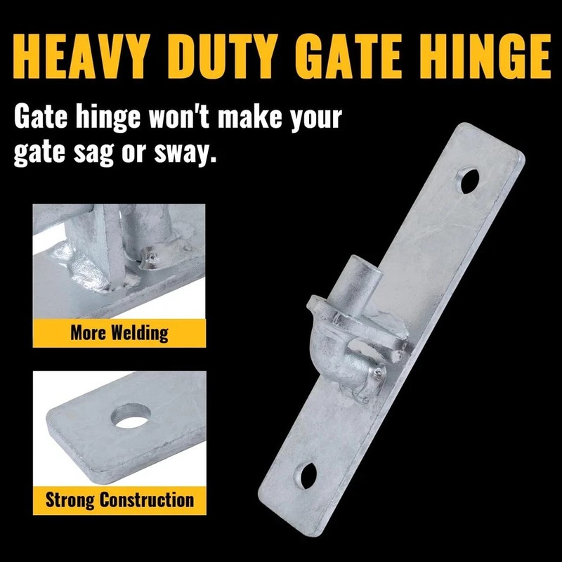 Wall Mount Gate Hinge 4 PCS, Heavy Duty Flat Back Farm Gate Hinge with 5/8" Pin, gallery