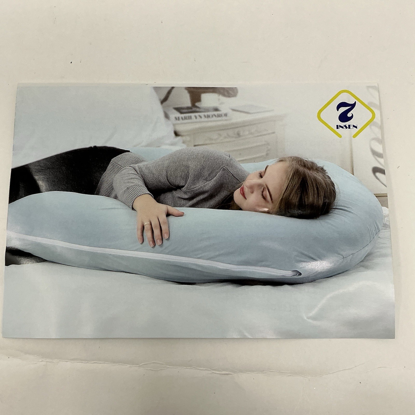 INSEN Pregnancy Body Pillow Full Body Support Pillow Gray New Sealed gallery