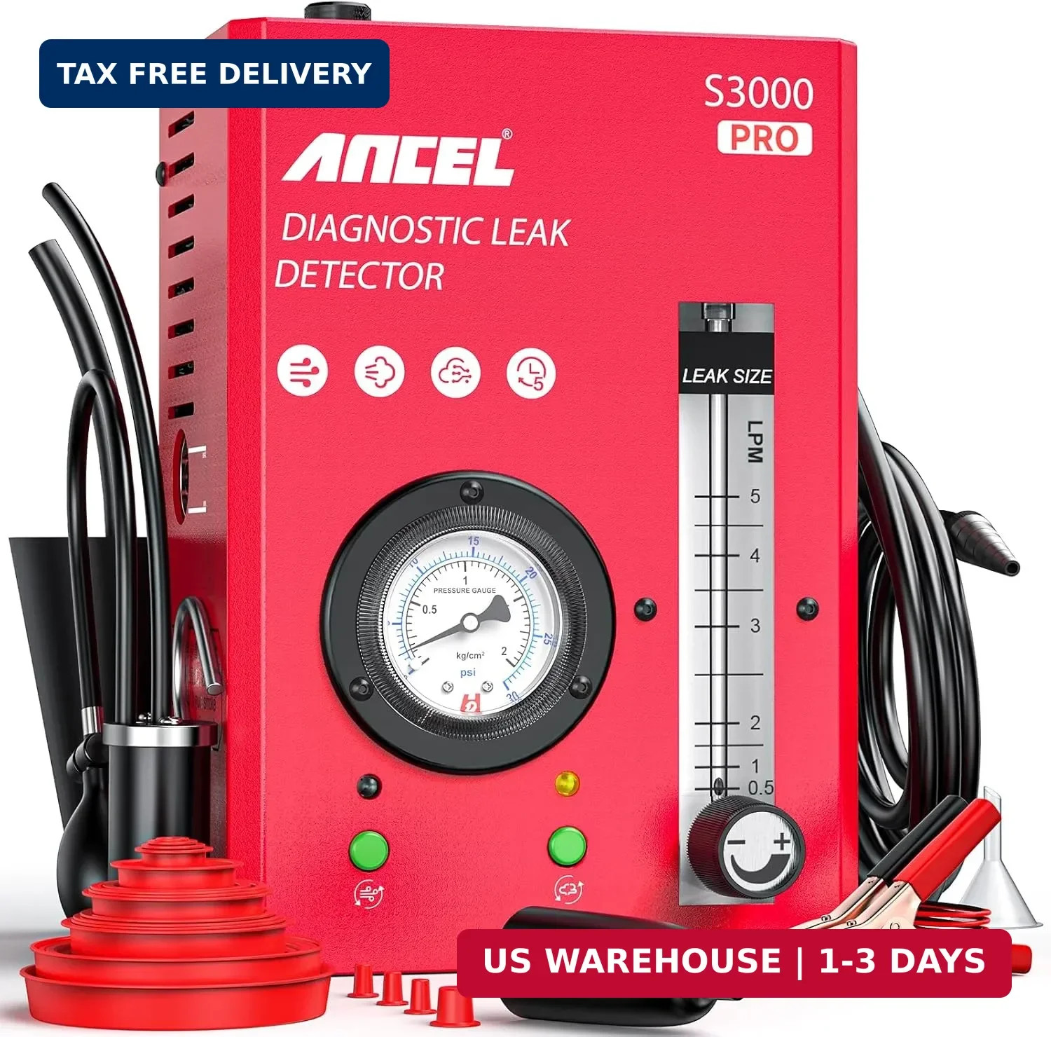 ANCEL S3000 PRO Automotive Smoke Machine with Built-in Air Pump and Pressure Gau gallery
