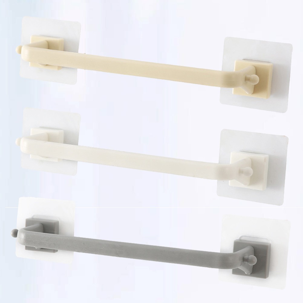 3pcs Plastic White Bathroom Towel Rack Single Bar Paste No Punch Storage Holder gallery