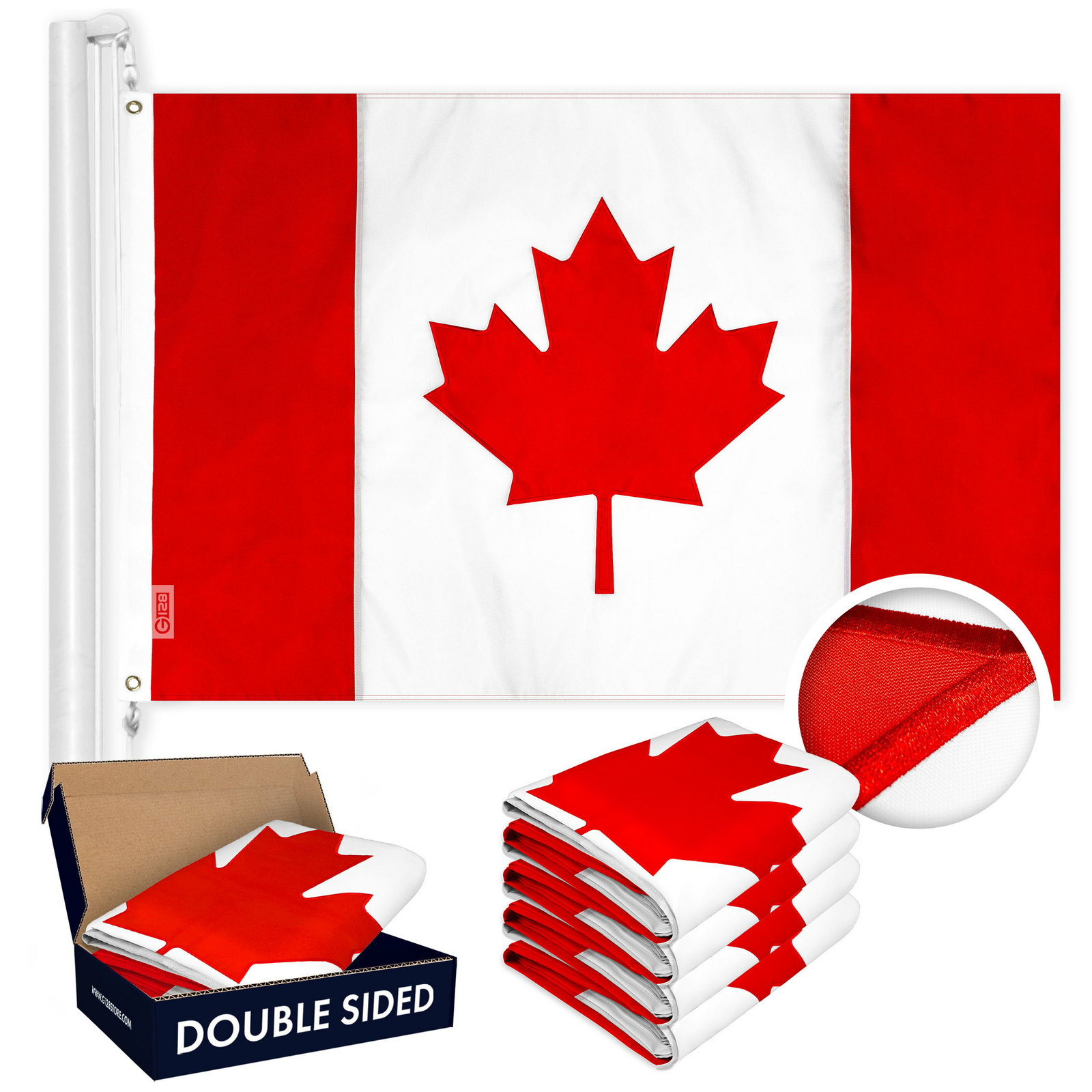 Canada Canadian Flag 3x5FT 5-Pack Double-sided Embroidered Polyester By G128 gallery