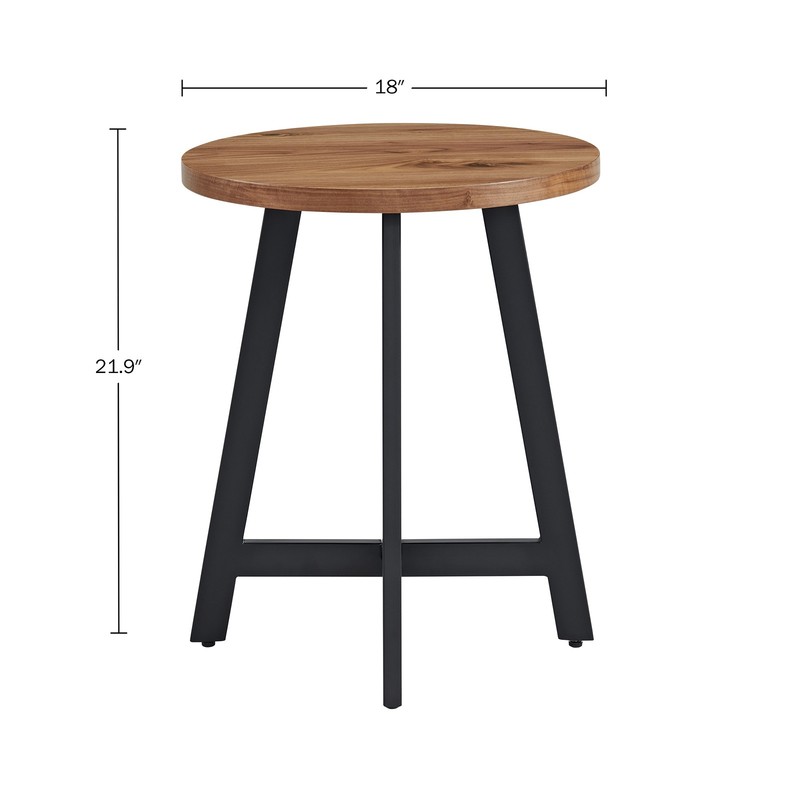 22" Side End Table Industrial Side Table MDF Top Metal Frame Round Table, Walnut gallery