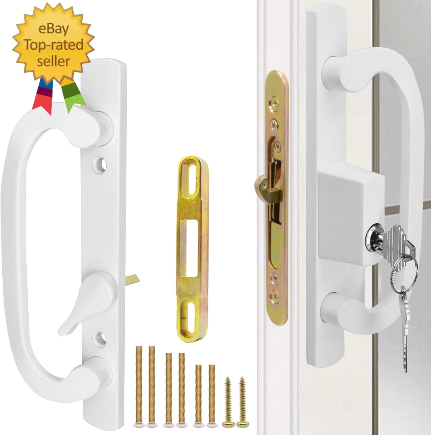 Patio Sliding Glass Door Handle Set with Mortise Lock 45° Keyway, Keyed Offset P gallery