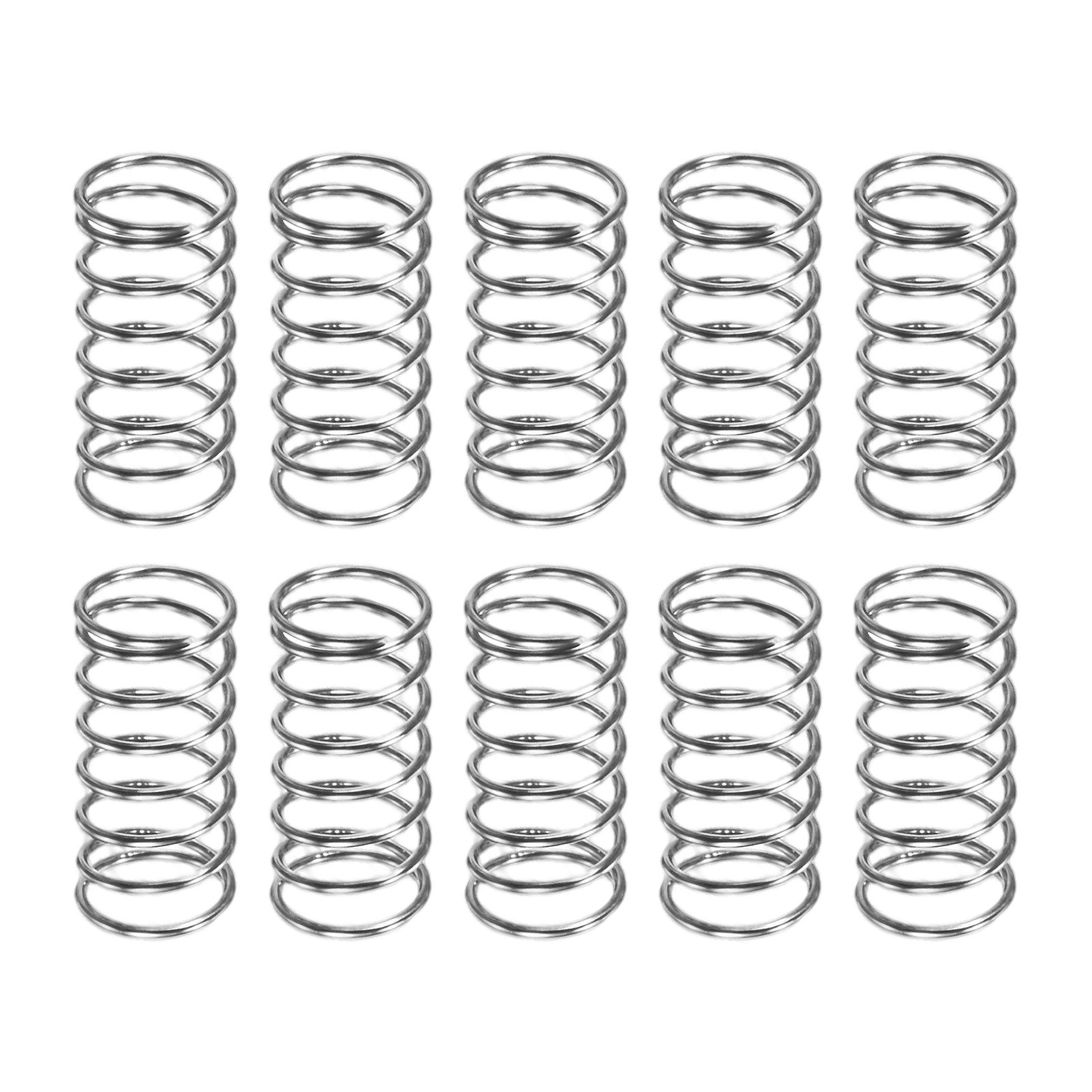 10-Pack 304 Stainless Steel Compression Springs, 10mm l x 5mm OD x Φ0.4mm Wire gallery