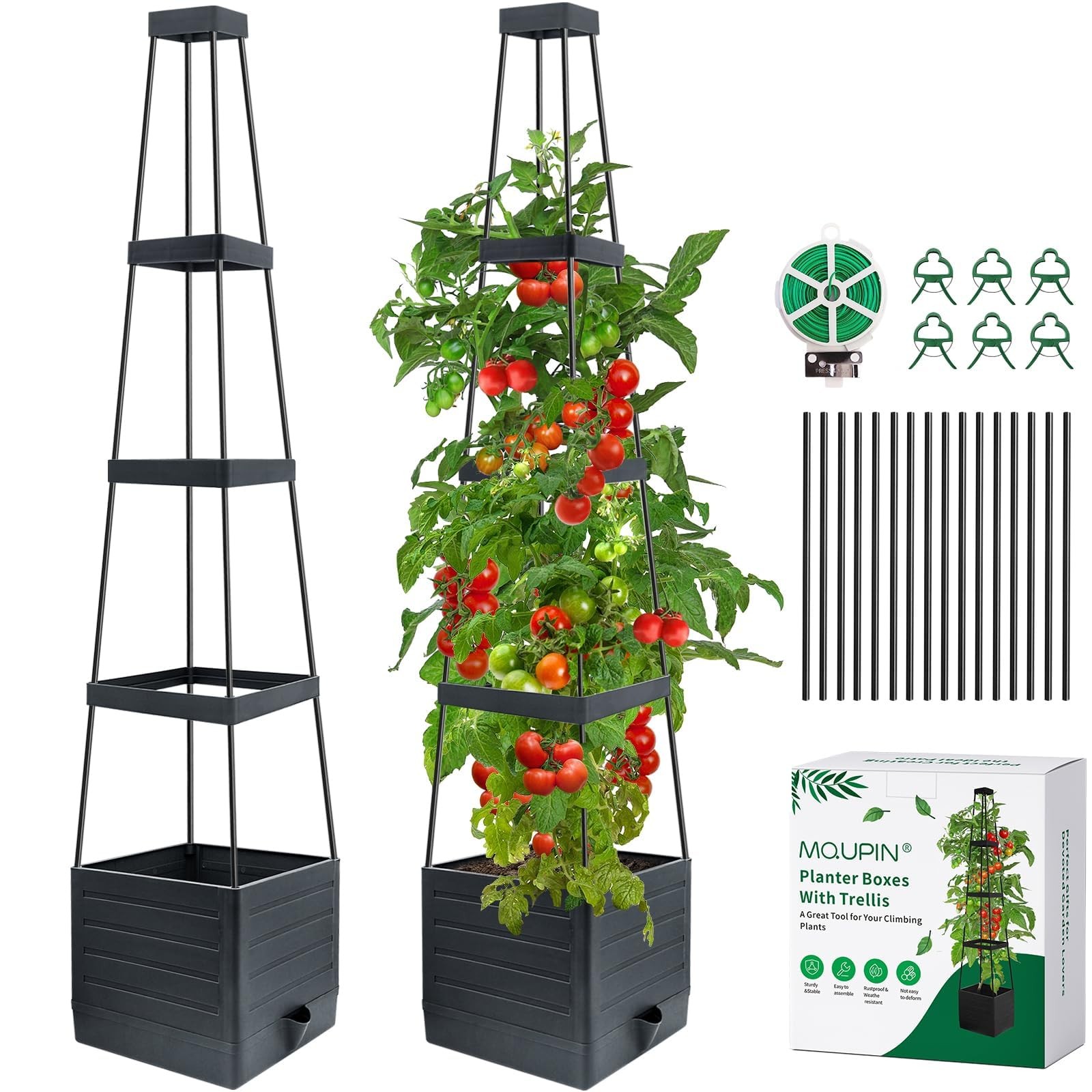 Tomato Planter 2 Pack 57 Self Watering Raised Garden Bed Trellis MQUPIN Climbing gallery