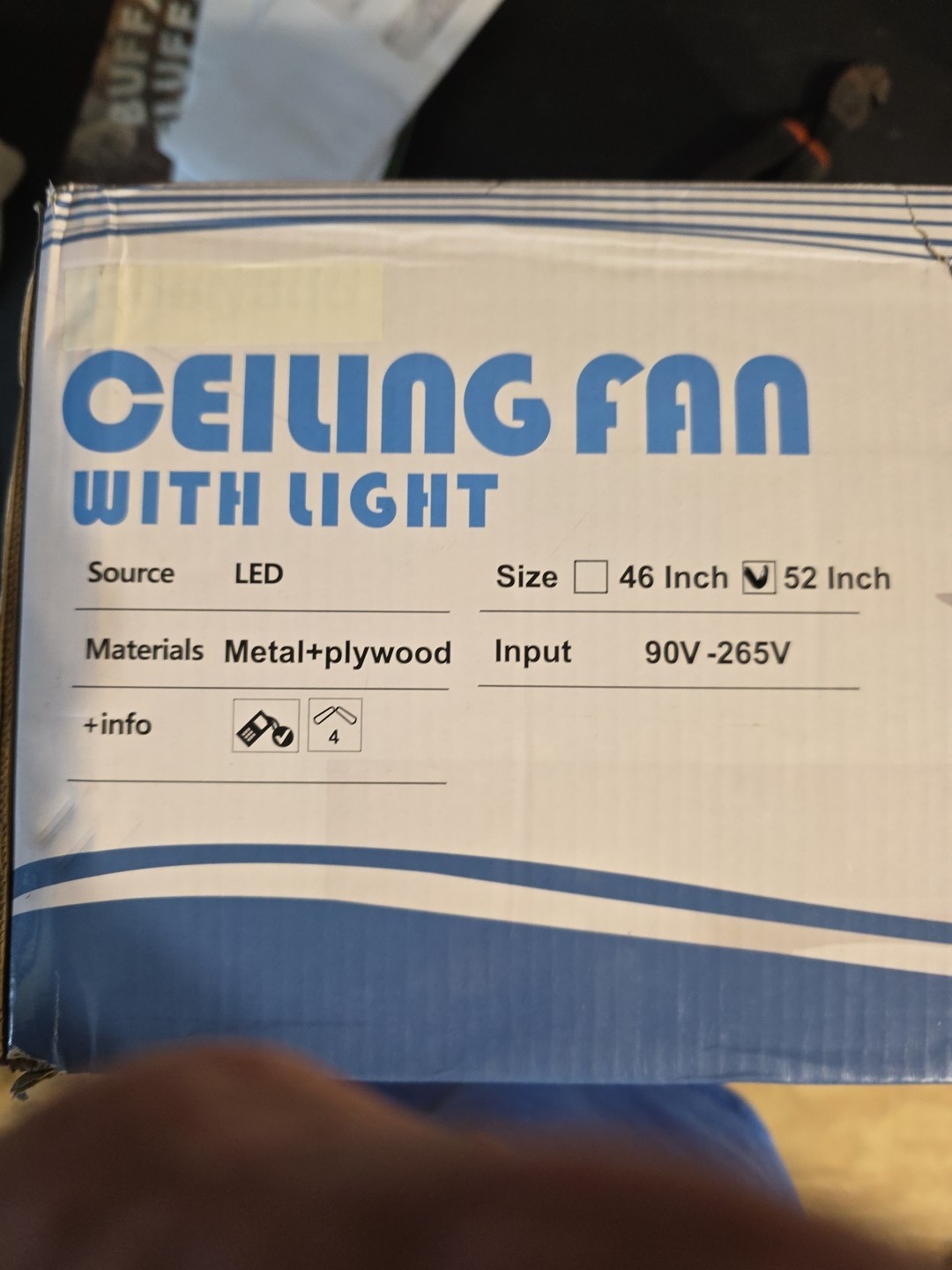 52 Inch Low Profil. Indoor Ceiling Fan with Led Light. White Color Model 8505 gallery