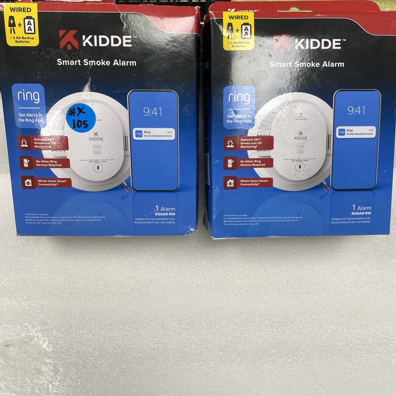 2 Pack Kidde Smart Smoke Detector, Ring App Real-Time Hardwi. Lot 2 gallery
