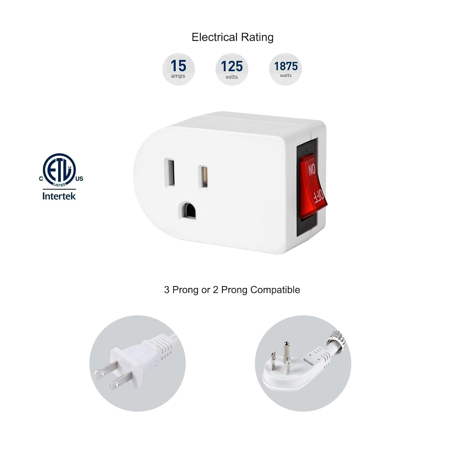 Single Outlet Wall Tap Adapter with On/Off Switch and Surge Protection gallery