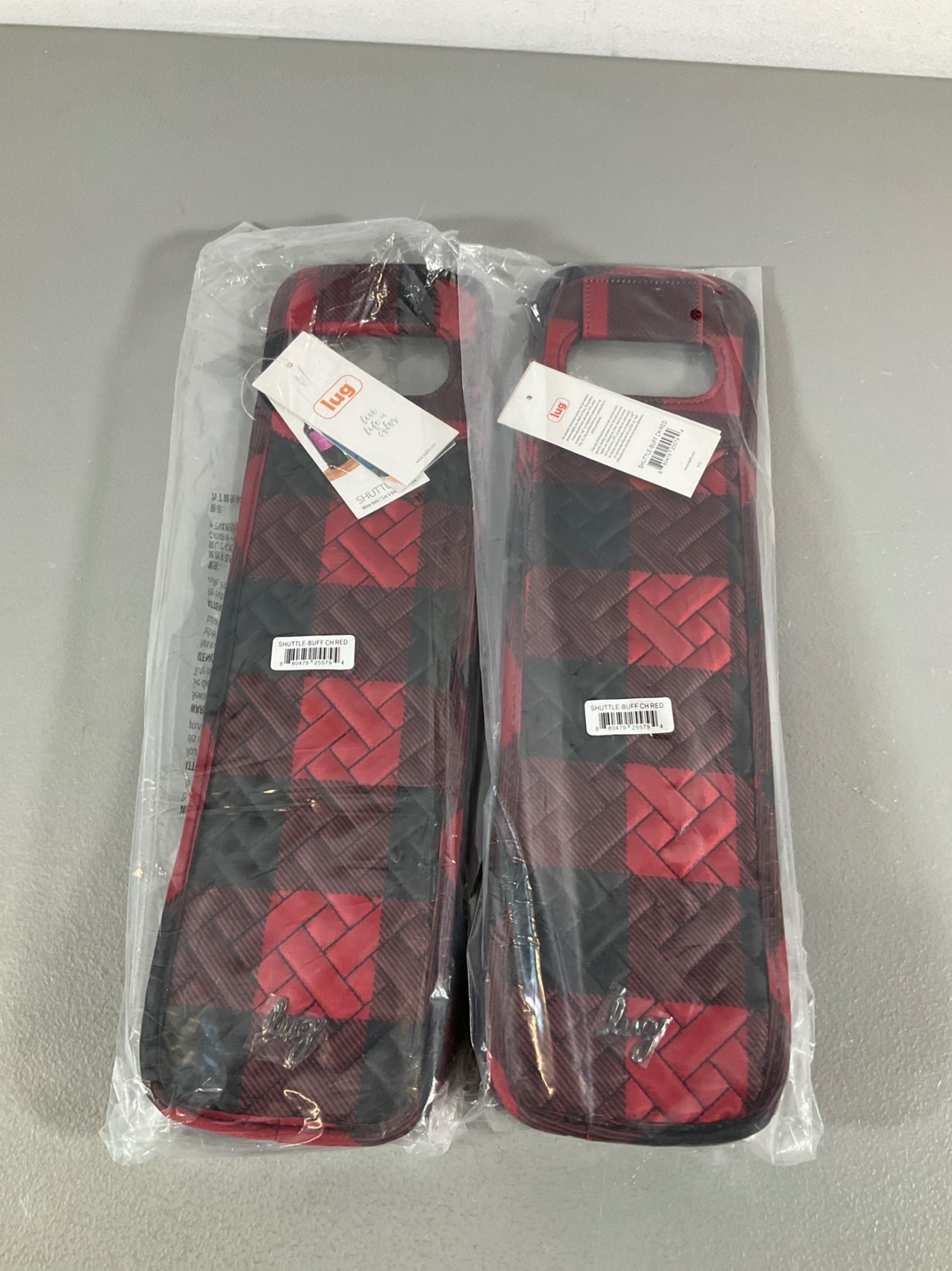 Lug Buffalo Check Red Insulated Wine Tote Duo with Carrying Handles - Stylish & gallery