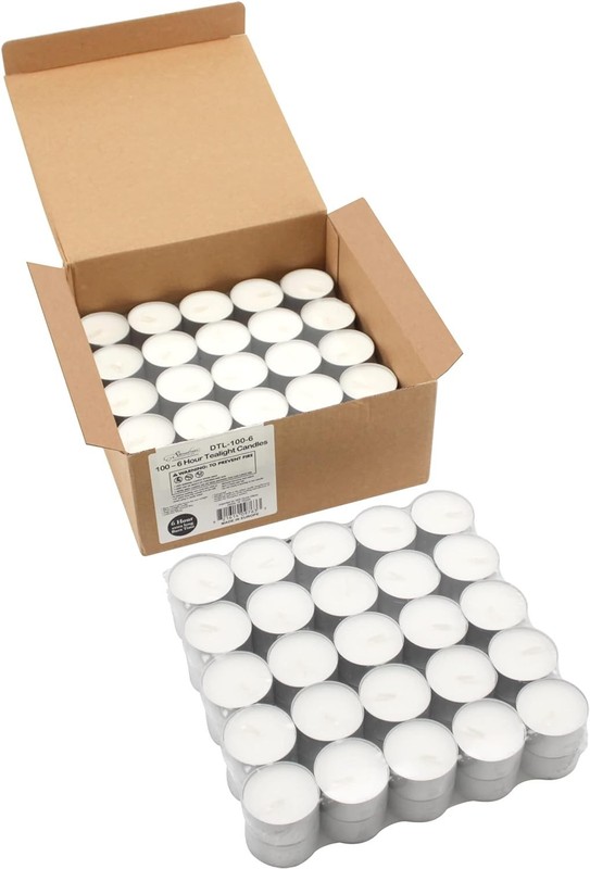 Stonebriar 6-7 Hour Long Burning Unscented Tea Light Candles, White 100 Pack gallery